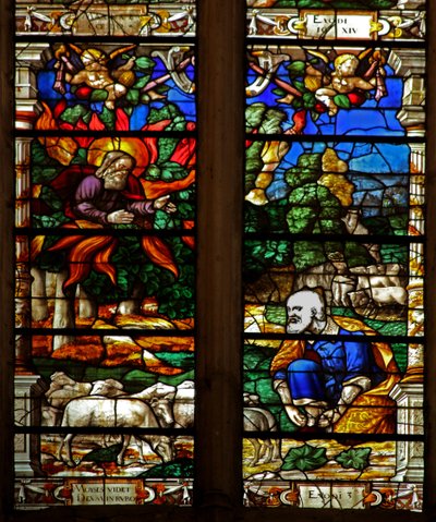 Fenêtre w120 représentant Moïse et le Buisson Ardent - French School