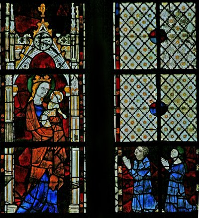 Vierge Marie; deux donateurs - French School
