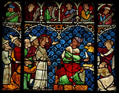 Fenêtre w12 représentant Jésus devant Pilate - French School