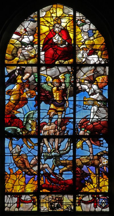 Fenêtre w12 représentant Saint Michel et les anges rebelles - French School