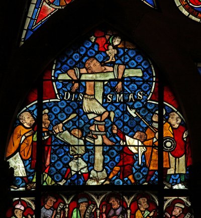 Fenêtre w12 représentant le voleur repentant à la Crucifixion - French School