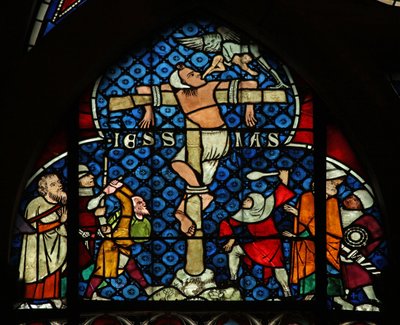 Fenêtre w12 représentant le voleur non repentant - French School