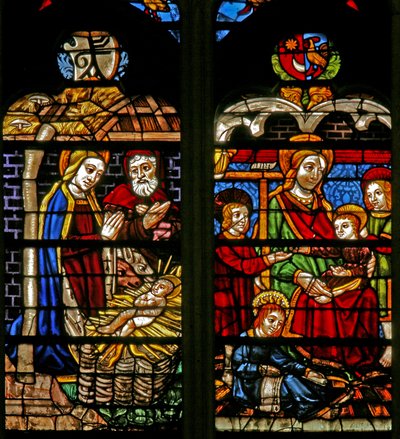 Fenêtre w132 représentant la Nativité; Marie Cléophas et l