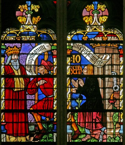 Fenêtre w134 représentant une scène de l