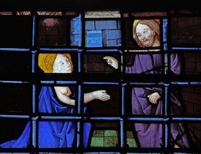 Fenêtre w13 représentant Sainte Barbe en prison avec le Christ - French School