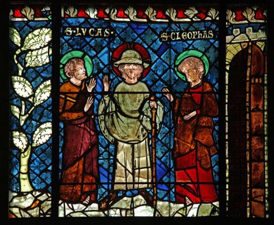 Fenêtre w14 représentant la rencontre avec le Christ sur le chemin d