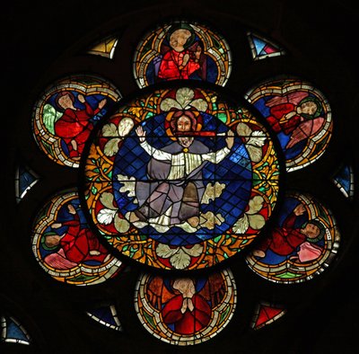 Fenêtre w16 représentant le Christ du Jugement Dernier - French School