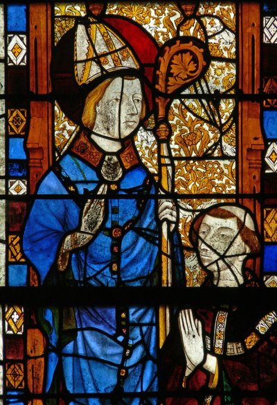 Fenêtre w17 représentant Saint Nicolas et le donateur Oudin de Troyes - French School