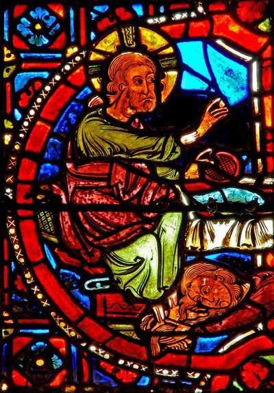 Une scène de la vie de Sainte Marie-Madeleine - la sainte lavant les pieds du Christ - French School