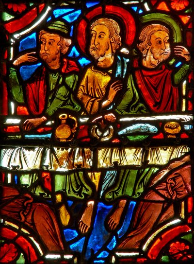 Une scène de la vie de Sainte Marie-Madeleine - la sainte lavant les pieds du Christ - French School