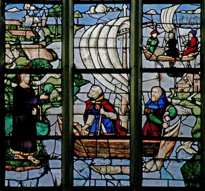 Fenêtre w18 représentant une scène de résurrection : la pêche miraculeuse - French School