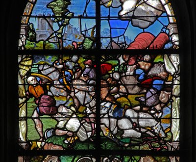 Fenêtre w18 représentant la Conversion de Saint Paul - French School