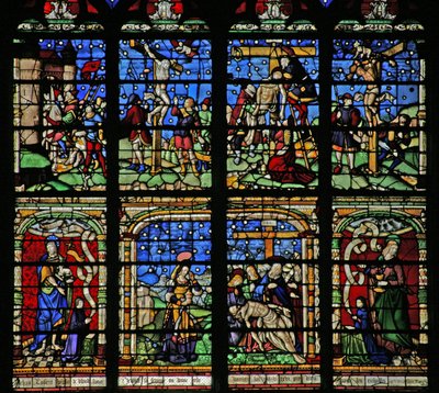 Fenêtre w19 - La Crucifixion, la Déposition et la Pietà - French School
