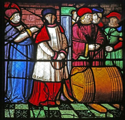 Fenêtre w19 représentant la Vie de Saint Remi. le miracle du vin à Cernay - French School