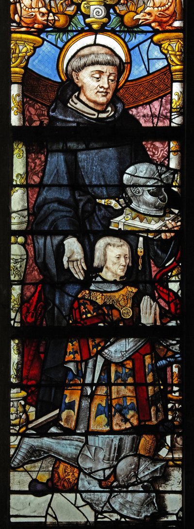 Vitrail w1 représentant Saint Guillaume et Guillaume de Montmorency - French School