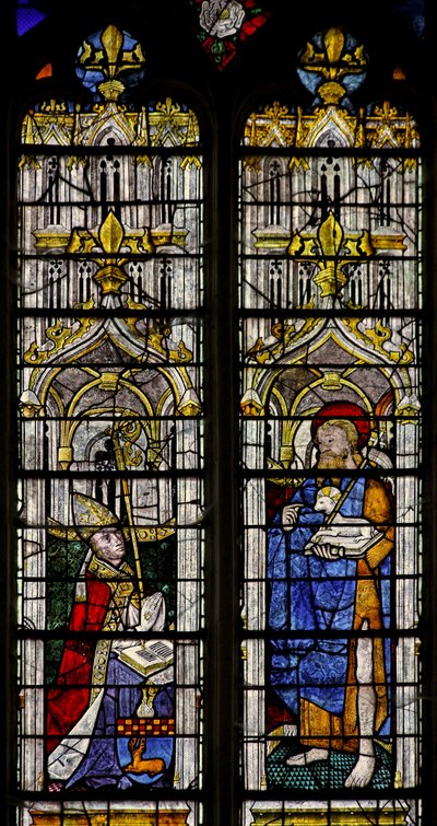 Fenêtre w1 représentant Saint Jean-Baptiste et le donateur Jean Barton - French School