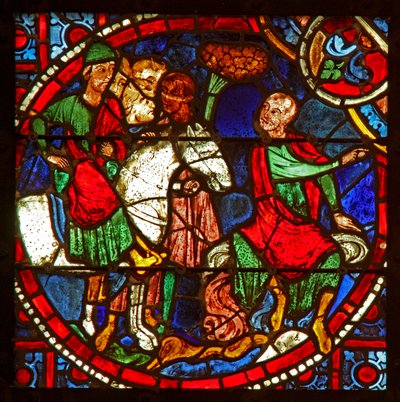Fenêtre w1 représentant Saint Paul en tant que Saul au martyre de Saint Étienne - French School