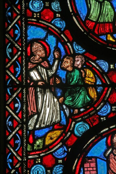 Fenêtre w1 représentant une scène de la vie de Saint Martin - French School