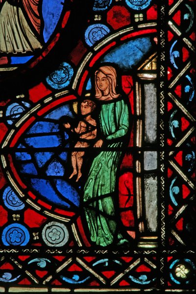 Fenêtre w1 représentant une scène de la vie de Saint Martin - French School