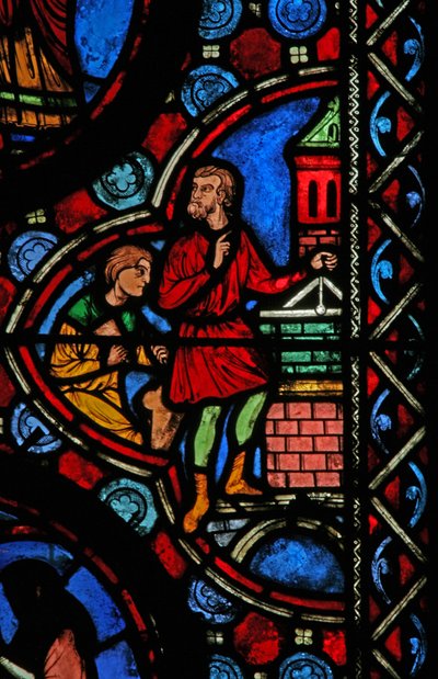 Fenêtre w1 représentant une scène de la vie de Saint Martin - French School