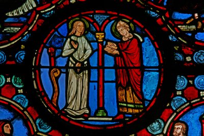 Fenêtre w1 représentant une scène de la vie de Saint Martin - French School