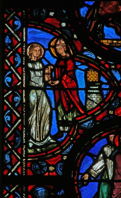 Fenêtre w1 représentant une scène de la vie de Saint Martin - French School