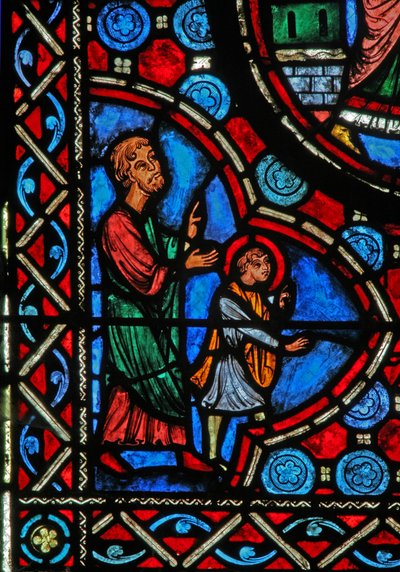 Fenêtre w1 représentant une scène de la vie de Saint Martin - French School