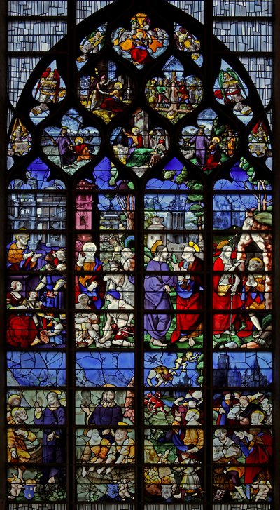 Fenêtre w1 représentant des scènes de la vie de Saint Pierre - French School