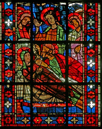 Fenêtre w201 représentant la Mort de la Vierge Marie - French School