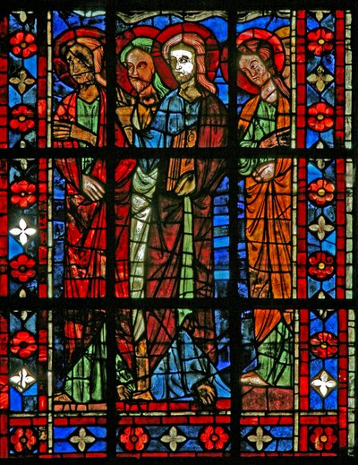 Fenêtre w201 représentant la Mort de la Vierge Marie - les Apôtres se rassemblent - French School