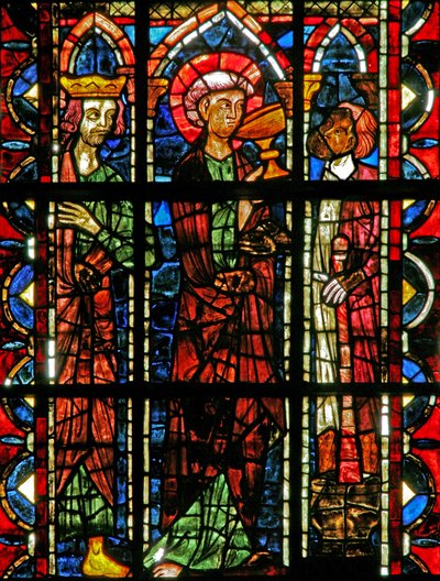 Scène de la légende de Saint Jean : le saint et la coupe empoisonnée - French School