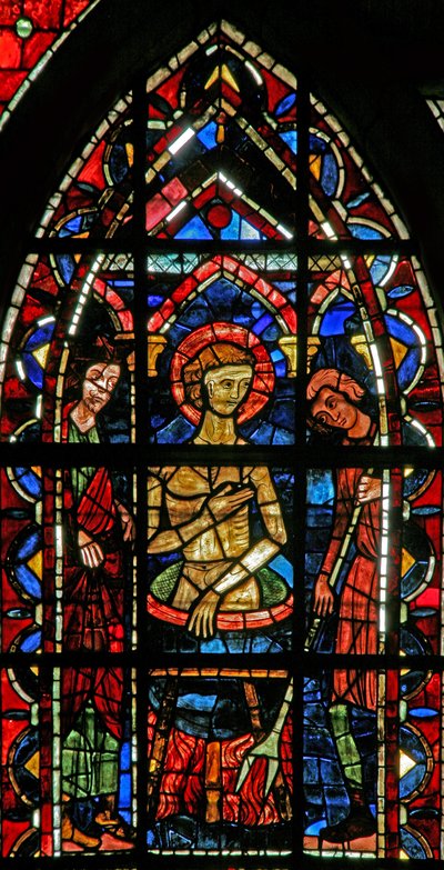 Scène de la légende de Saint Jean : le saint dans une chaudière d