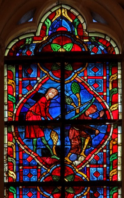 Vitrail w207 représentant la punition de Lamech - French School
