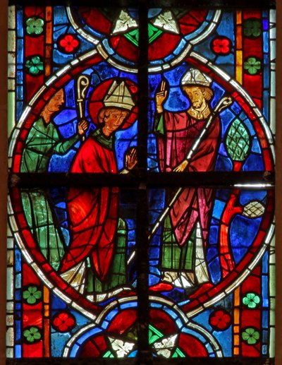 Vitrail w209 représentant Saint Nicolas devient évêque de Myre - French School