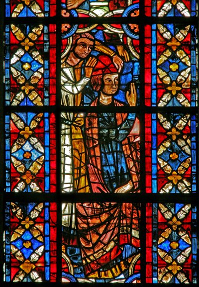 Scène de la vie de Saint Savinien : torturé avec un casque chauffé à rouge - French School