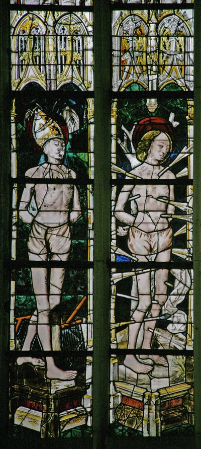 Fenêtre w20 représentant Saint Blaise et Saint Sébastien - French School
