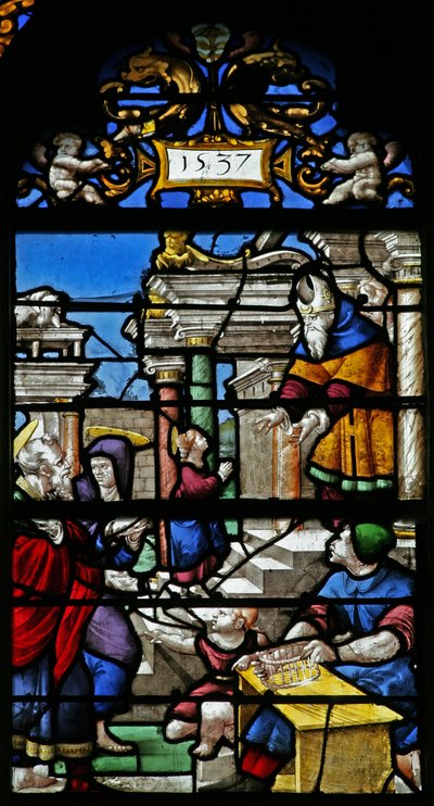 Fenêtre w20 - Scène de la vie de la Vierge Marie : la Présentation au Temple - French School
