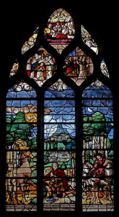 Vitrail w20 représentant la conversion de Saint Hubert - French School