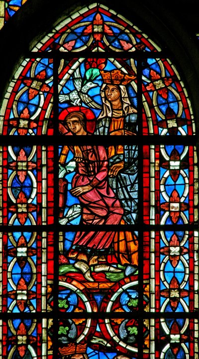 Fenêtre w211 représentant le rêve de Sainte Hélène - French School