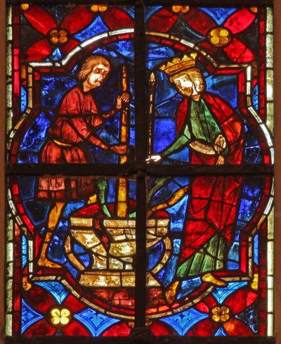 Scène de la légende de Saint Jean : le saint et le miracle des bijoux écrasés - French School