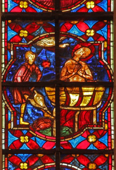 Scène de la légende de Saint Jean : le saint est plongé dans l