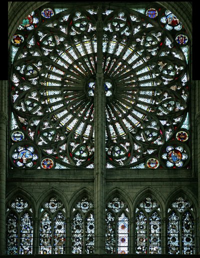Les évangélistes et grisaille (rosace - intérieur) - French School