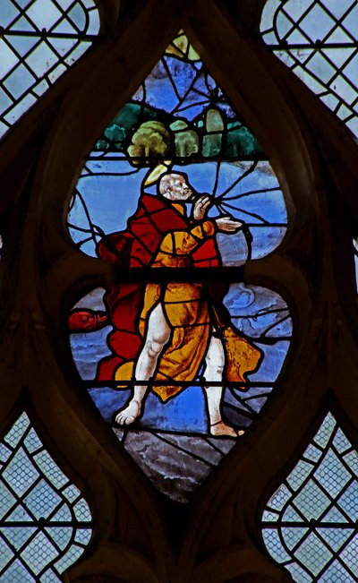 Fenêtre w21 représentant le Christ faisant marcher Saint Pierre sur l