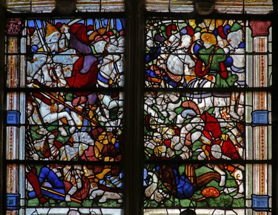 Fenêtre w21 - Saint Jacques apparaît à la bataille de Clavijo - French School