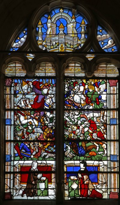 Fenêtre w21 - Saint Jacques apparaît à la bataille de Clavijo - French School