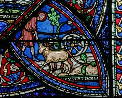 Scène de la vie de Saint Eustache : il travaille la terre - French School