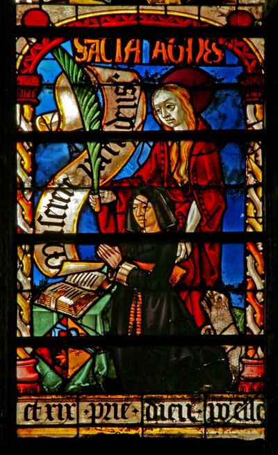 Un donateur - Agnès Bonjean avec Sainte Agnès - French School