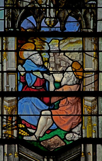 Fenêtre w23 représentant Saint Antoine : avec Saint Paul - French School