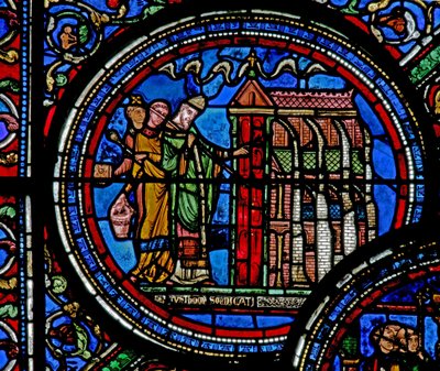 Fenêtre w23 représentant Saint Thomas Becket consacrant une église - French School