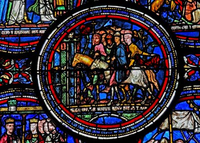 Fenêtre w23 représentant Saint Thomas Becket en route pour Canterbury - French School